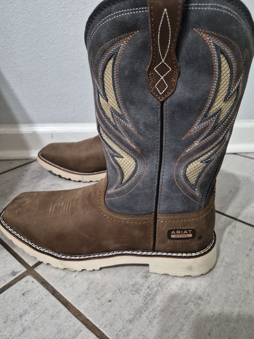 Ariat Men's Brown & Gray Work Cowboy Boots